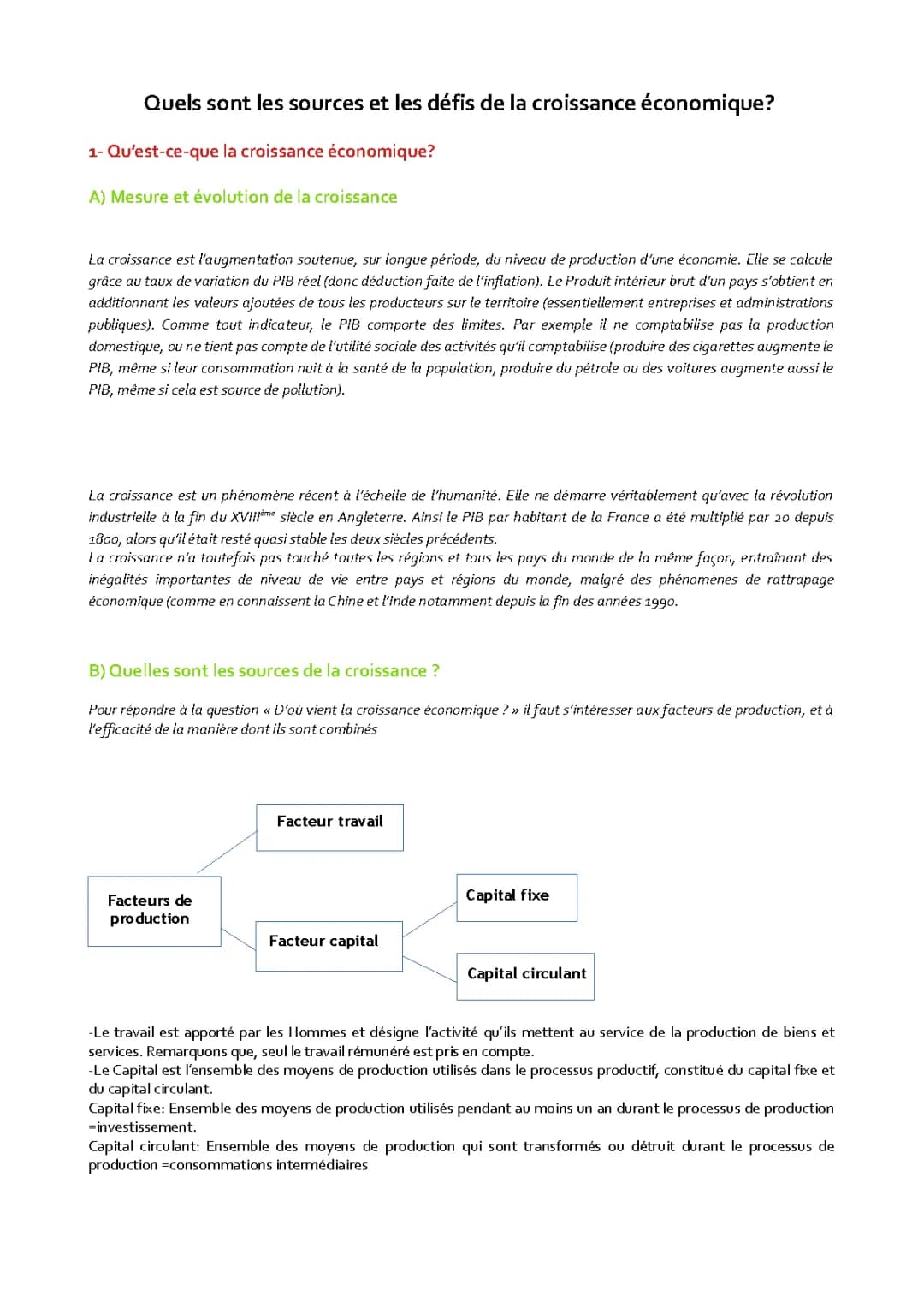 Découvrez les Sources et Défis de la Croissance Économique : Cours et Ressources PDF
