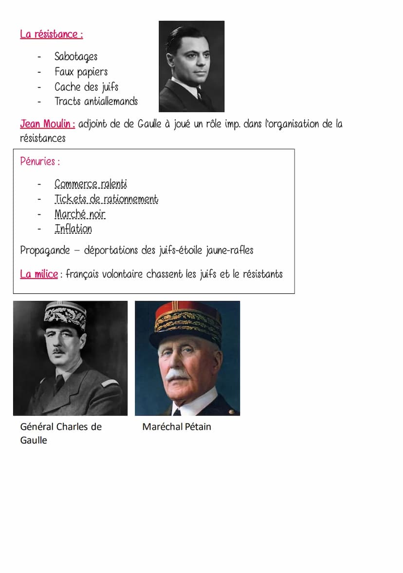 L'Occupation de la France
Pétain
Défaite de la France juin 40.
Pétain signe armistice
III république -> régime de Vichy, l'Etat
Français
2 p
