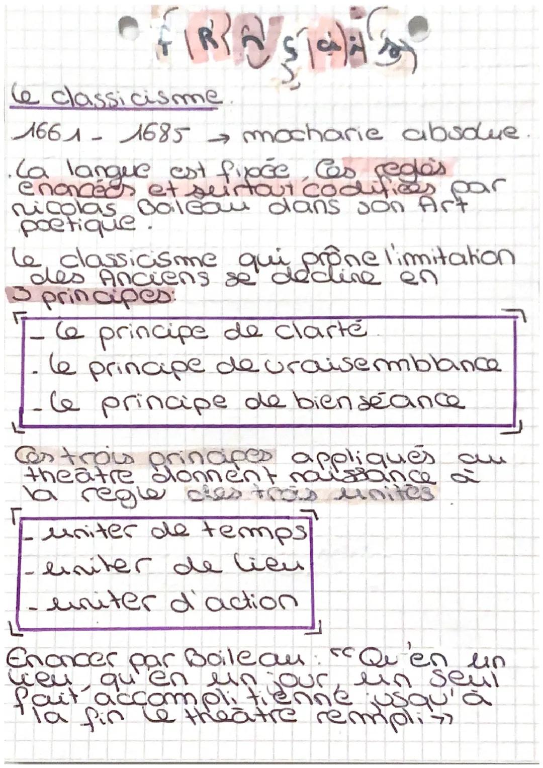 # FIRRASTA

le classicisme

1661-1685 →mocharie absque

La langue est fioce, Ces regles
nicolas Boileau dans son Art
poetique.

le classicis