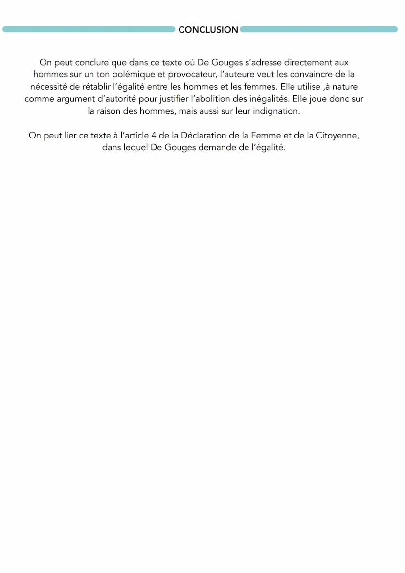 LECTURE LINÉAIRE 5
HOMME ES-TU CAPABLE
D'ÊTRE JUSTE ?
Olympe de Gouges, DDFC, 1791
●
Olympe de Gouges (1748-1793) est une femme de lettre de