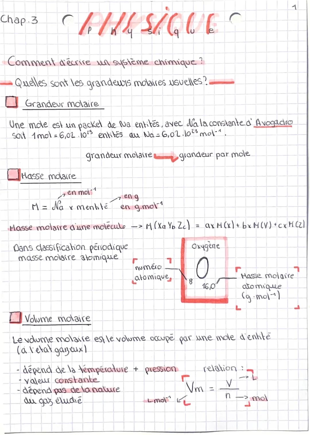 Chap 3
с
LAL SAQUE
१
Comment d'écrire un système chimique ?
•Quelles sont les grandeurs molaires usuelles?
Grandeur molaire
Une mole est un 