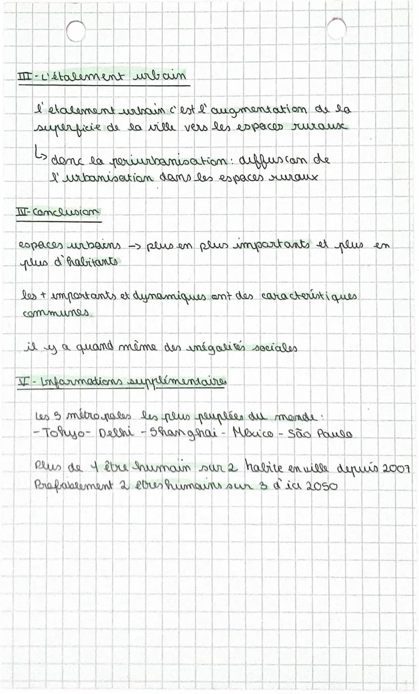 Geographic
Chapitre 1: Espaces et paysages de
l'urbanisation
I- L'urbanisation
l'urbanisation dans le mande-> rapide
L> plus de la moitié de