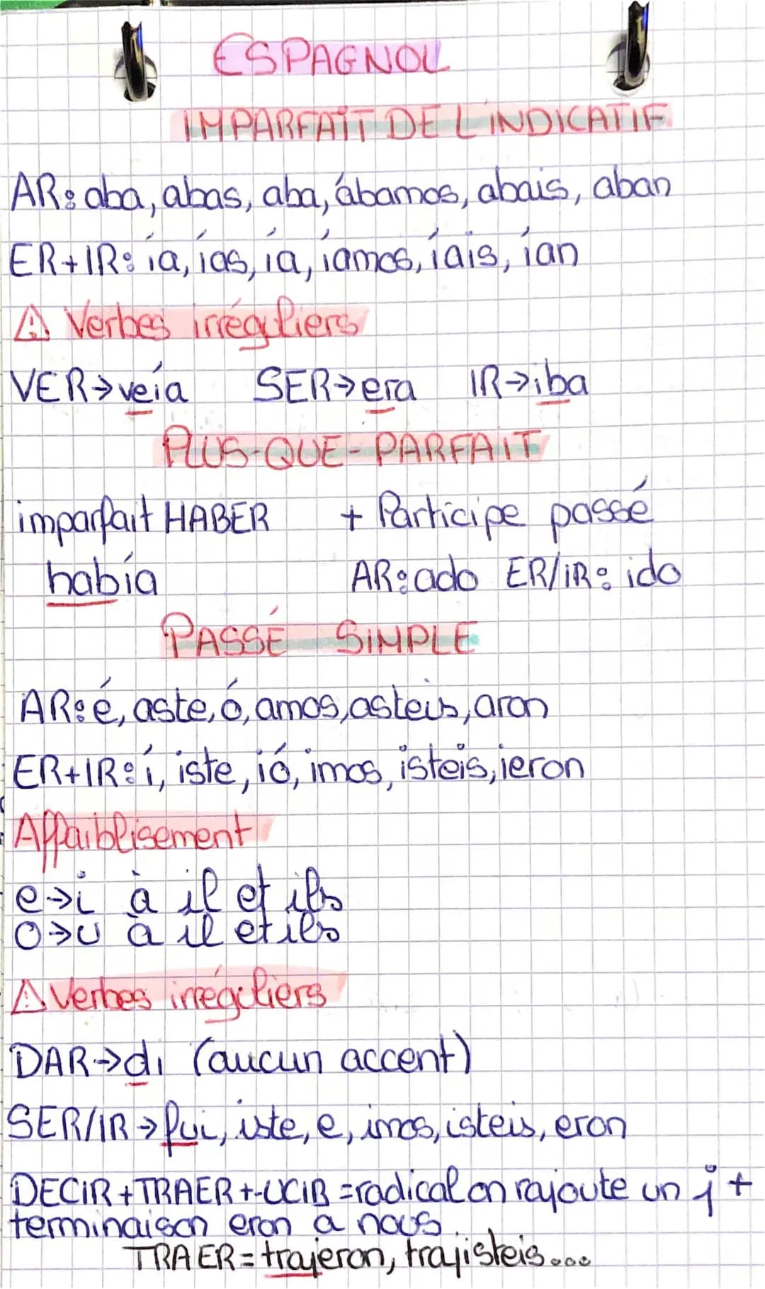 Imparfait, Plus que parfait, passé simple