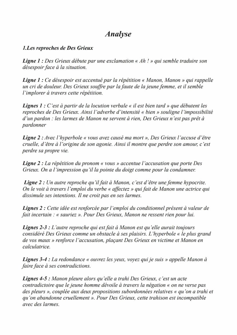 Les Plaintes d'un Amant
Introduction : L'extrait que vous m'avez
demandé d'analyser est tiré du roman-
mémoires Manon Lescaut de l'abbé
Prév