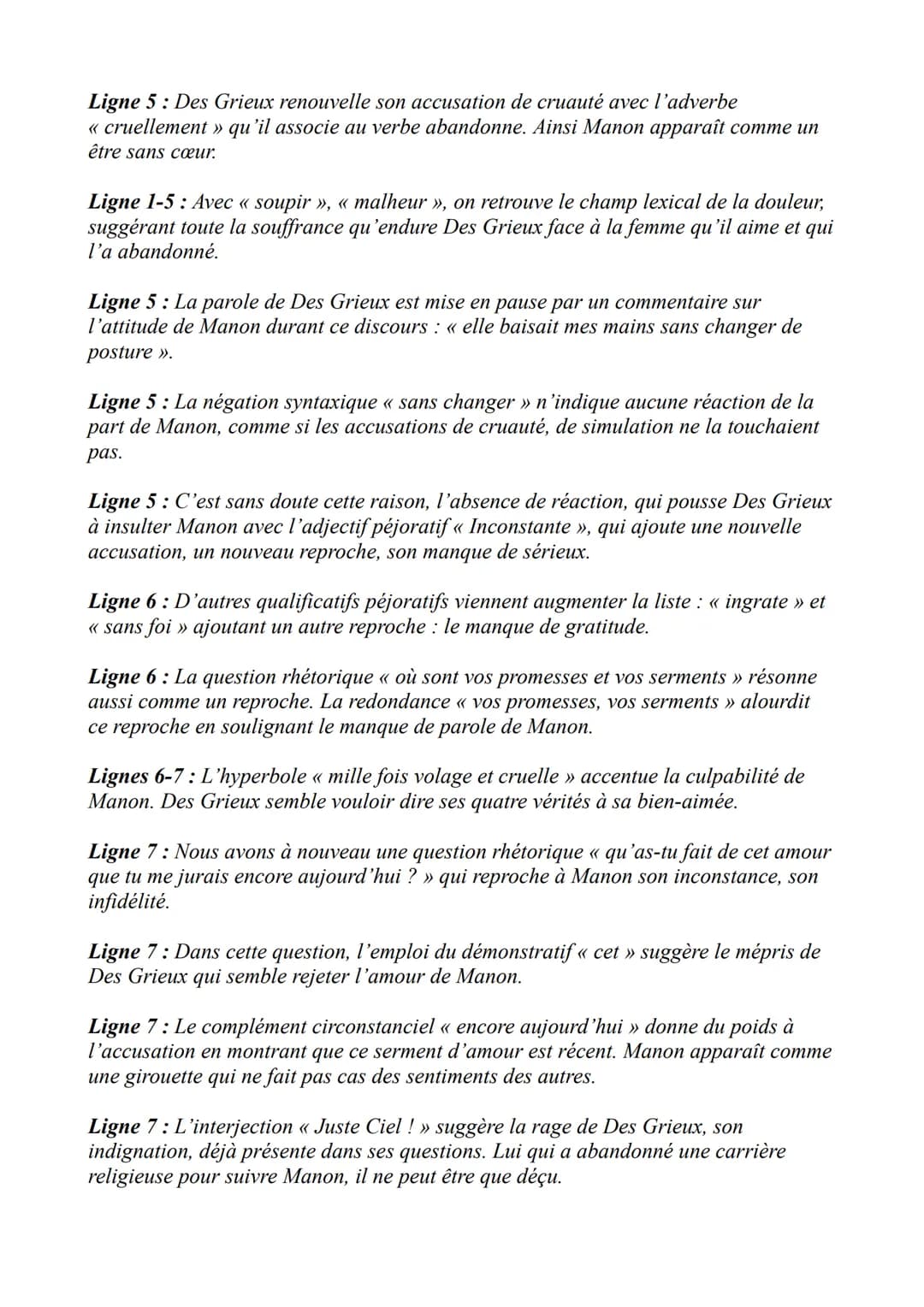 Les Plaintes d'un Amant
Introduction : L'extrait que vous m'avez
demandé d'analyser est tiré du roman-
mémoires Manon Lescaut de l'abbé
Prév