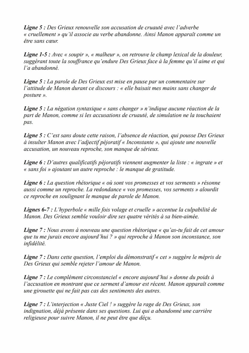 Les Plaintes d'un Amant
Introduction : L'extrait que vous m'avez
demandé d'analyser est tiré du roman-
mémoires Manon Lescaut de l'abbé
Prév