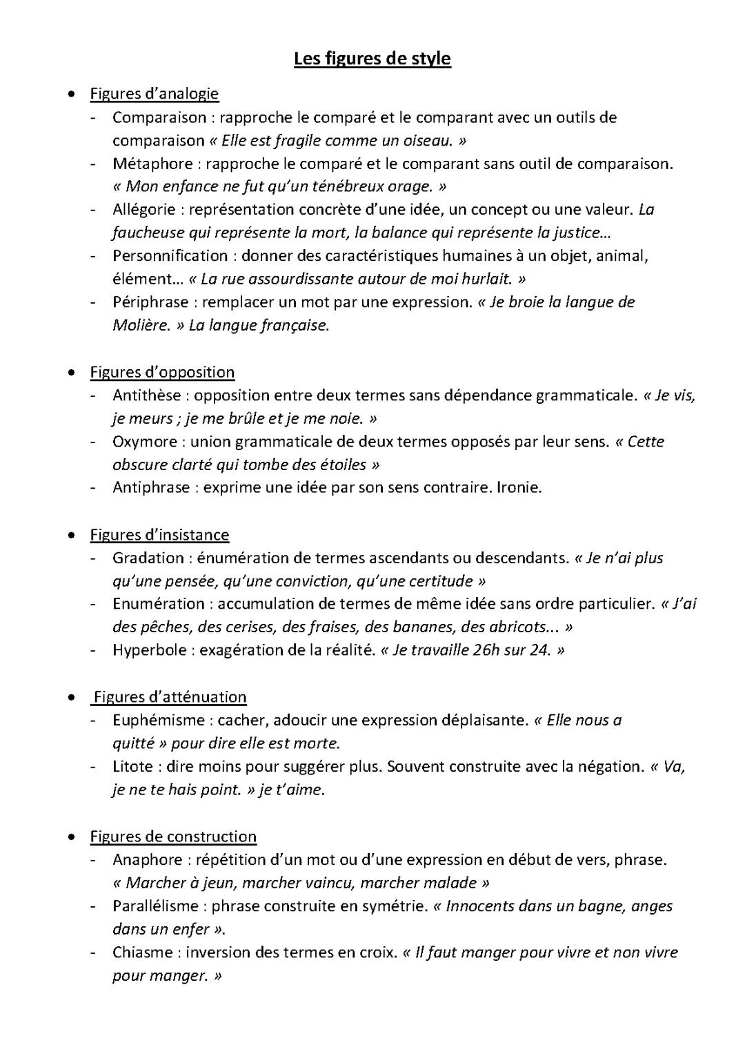 Figures de styles/rhétoriques