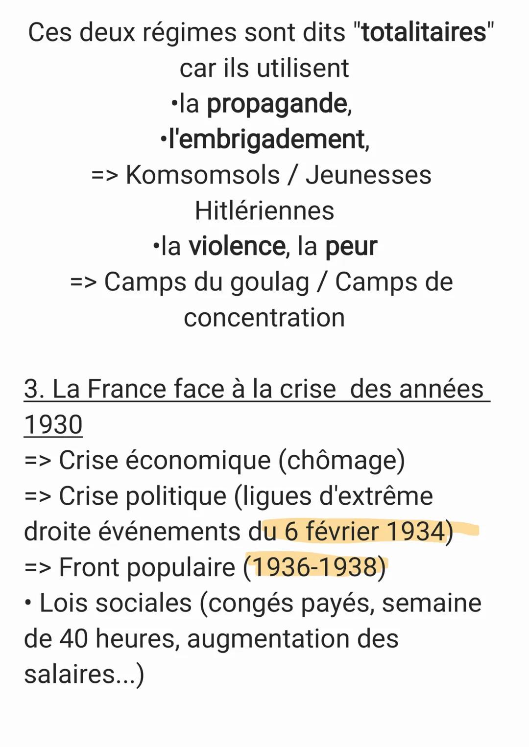 # Expériences totalitaires et
démocratiques fragilisées

1. Le Régime soviétique
=> Un régime communiste
*   Staline collectivise les terres
