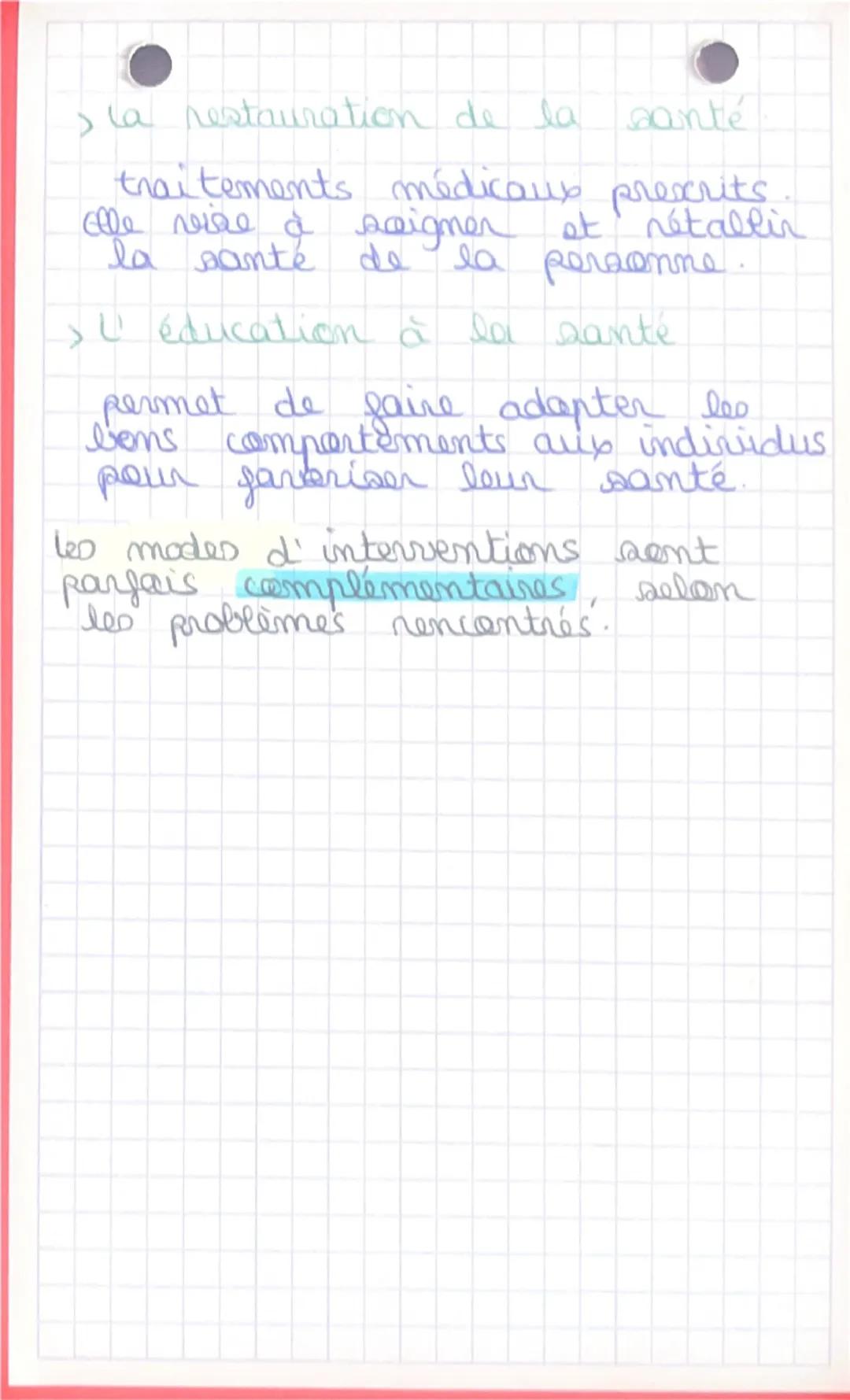 Modes d'interventions
santé.
Ils sont au nombre de 5.
> la promotion de la santé
procérus qui confère aus individus
les mayens d' assurer un