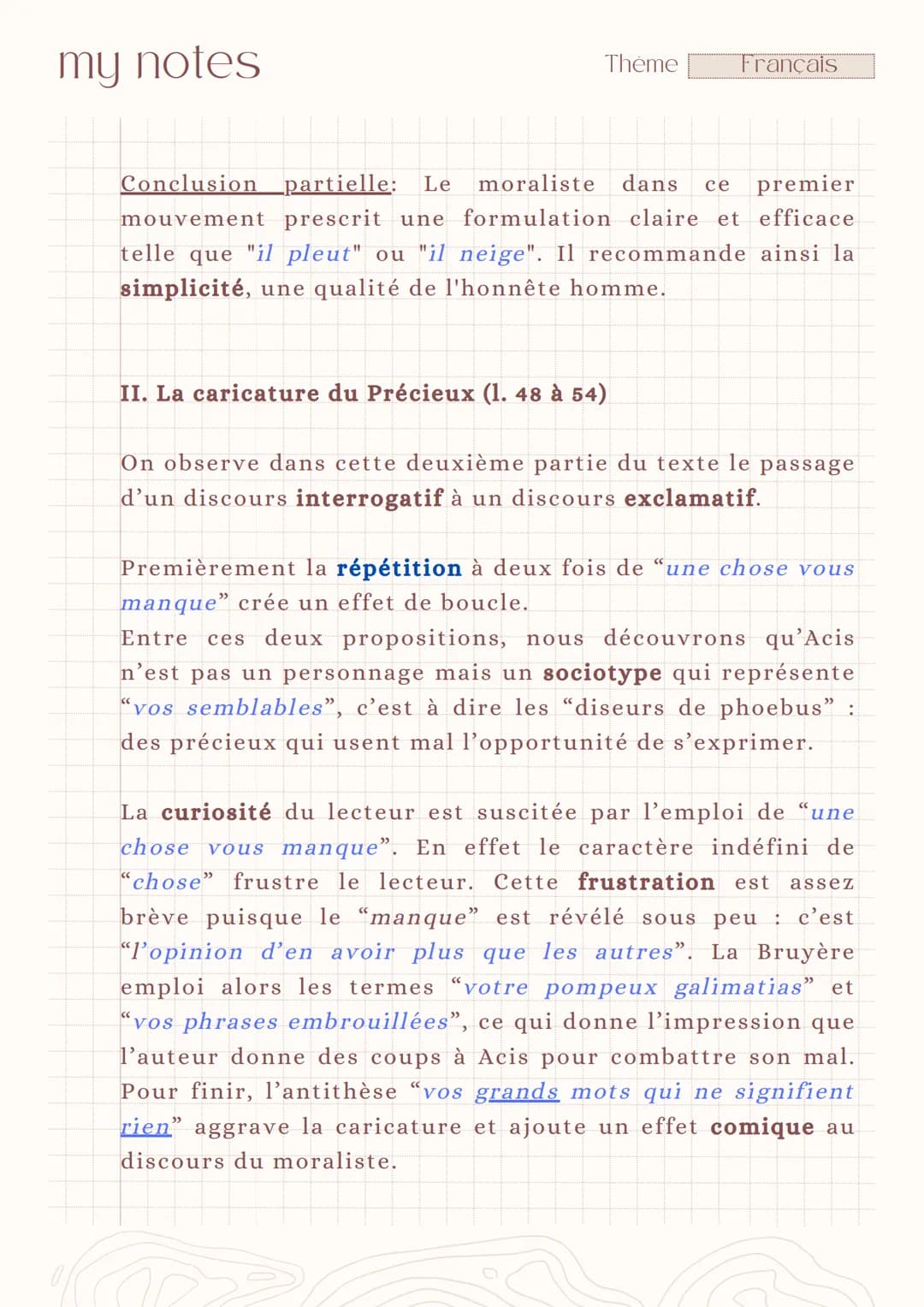 my notes
Thème
Français
Acis (v, 7)
-
Les Caractères.
Introduction
La Bruyère
Le XVIIème siècle, siècle du classicisme, est caractérisé par 