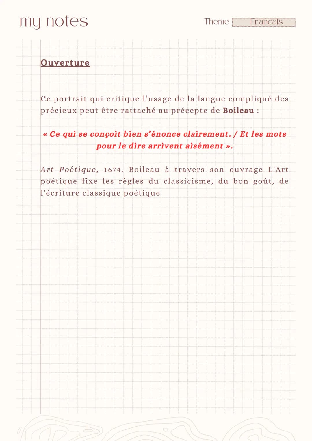 my notes
Thème
Français
Acis (v, 7)
-
Les Caractères.
Introduction
La Bruyère
Le XVIIème siècle, siècle du classicisme, est caractérisé par 