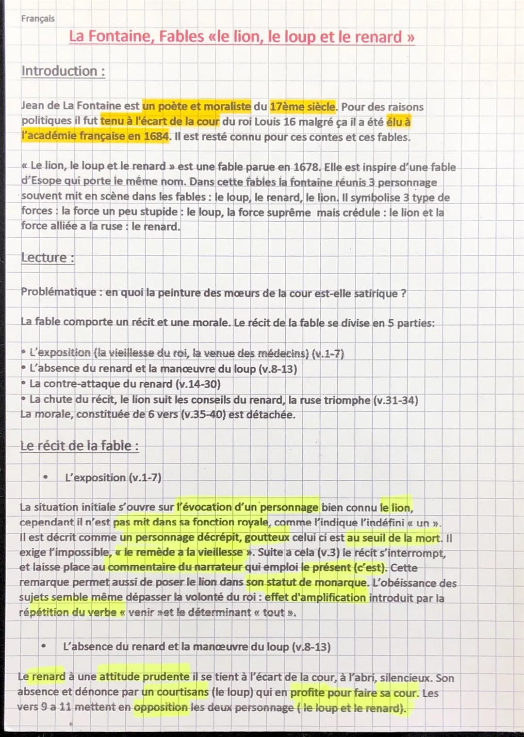 Français
La Fontaine, Fables «<le lion, le loup et le renard »
Introduction:
Jean de La Fontaine est un poète et moraliste du 17ème siècle. 