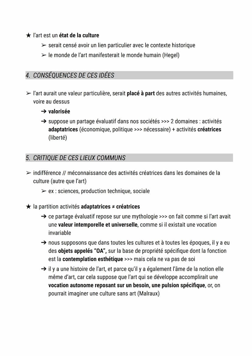 INTRODUCTION
L'art et la culture
1. ART (BEAUX-ARTS): 4 DIRECTIONS DE RÉFLEXIONS
1. Notion d'art
2. Artistes (nature de son
activité, créati