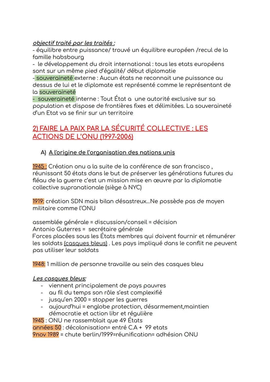 CHAP 2: LES DEFIS DE LA CONSTRUCTION DE LA PAIX
INTRO:
la paix semble plus difficile à instaurer que la guerre
Au moyen age:
traité de paix 