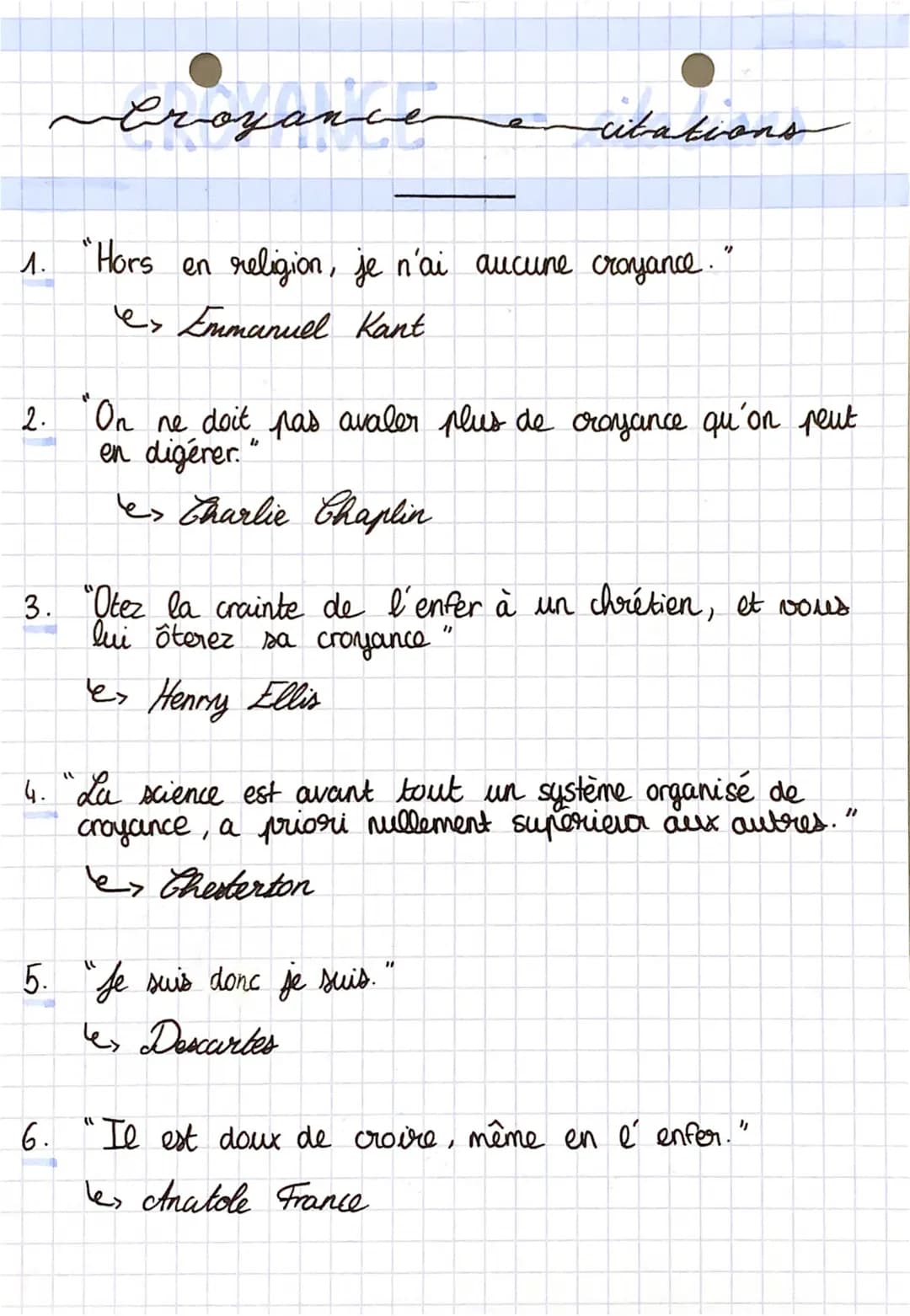 1.
2.
Croyance
citations
"Hors en religion, je n'ai aucune croyance. "
e> Emmanuel Kant
On ne doit pas avaler plus de croyance qu'on peut
en