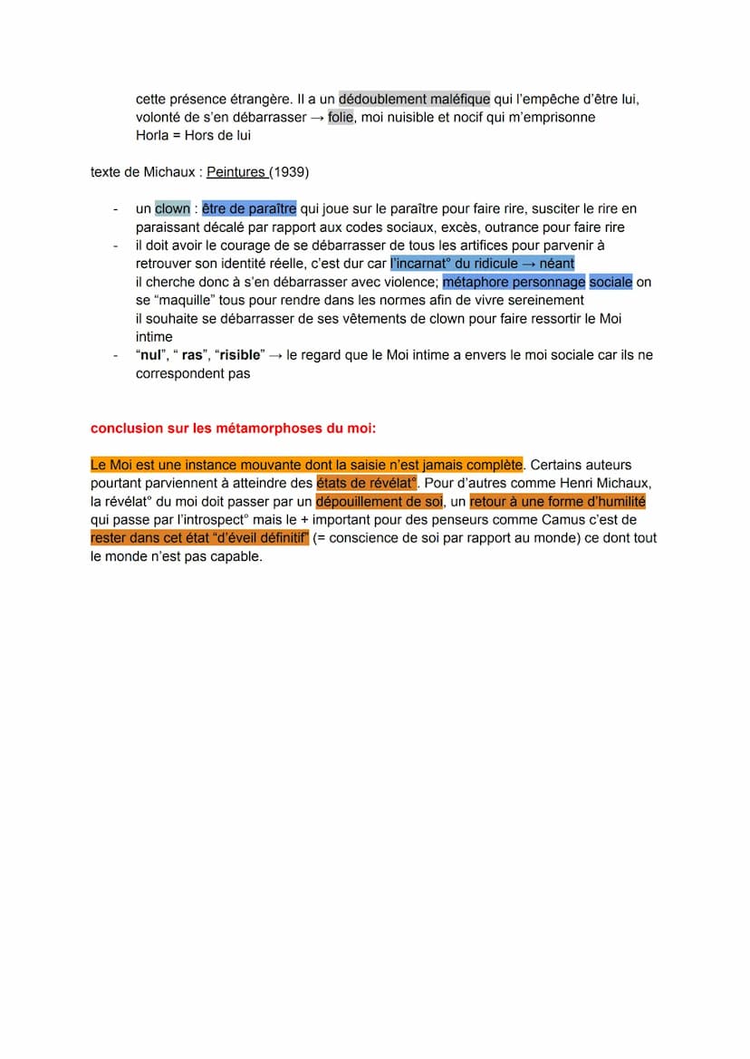 La recherche de soi
III) Les métamorphoses du moi
intro:
métamorphose: meta (grec) = changement et morphe = la forme
Ce terme désigne tte tr