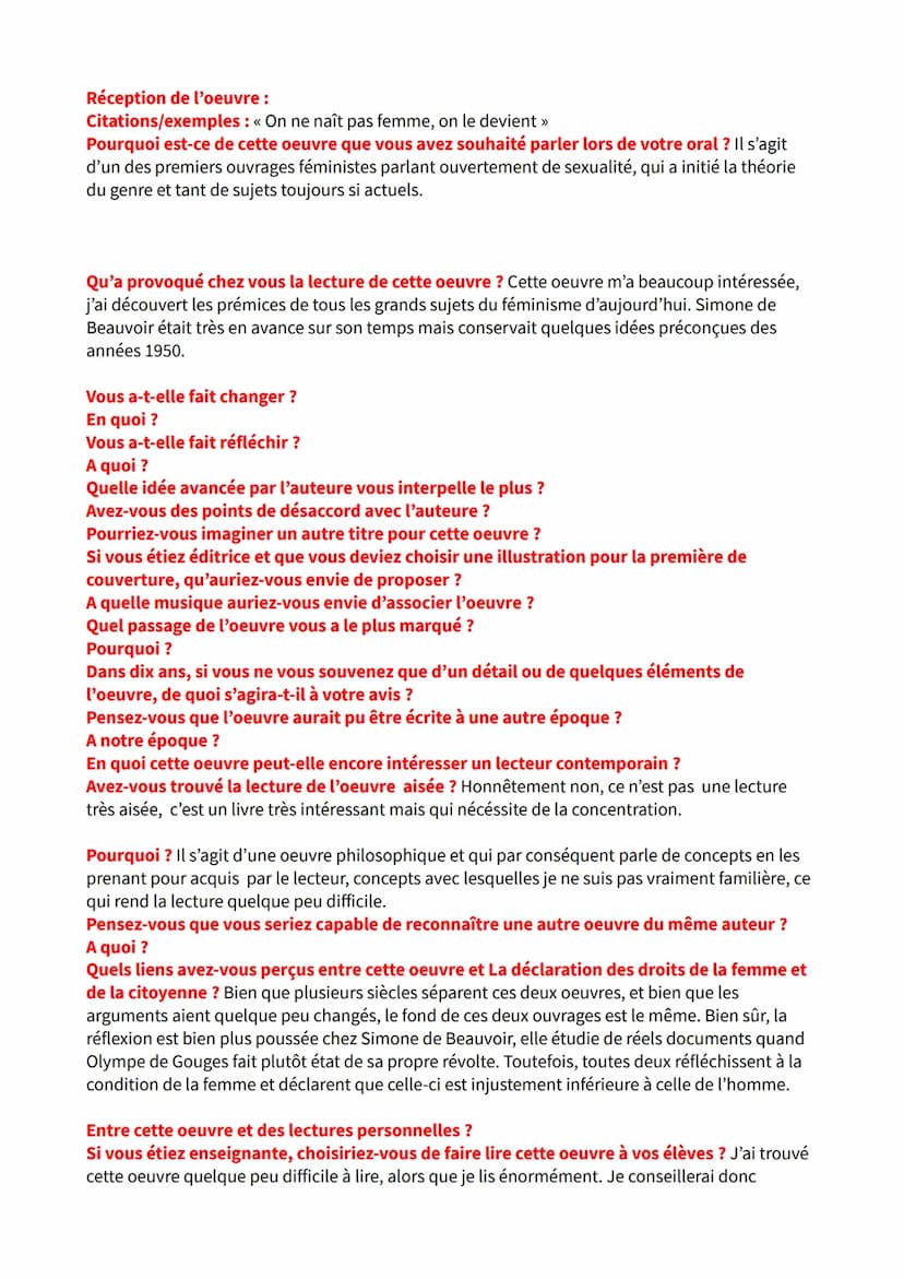 Tout d'abord, quelques précisions sur l'auteur : Simone de Beauvoir est née en 1908 à Paris et
morte dans cette même ville en 1986. Elle éta