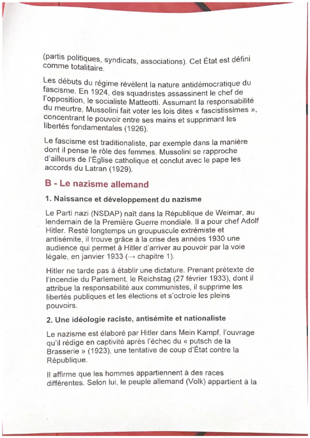CHAPITRE 2 - Les régimes totalitaires de
l'entre-deux-guerres
COURS 1. Les idéologies des régimes totalitaires
Sur quels projets idéologique