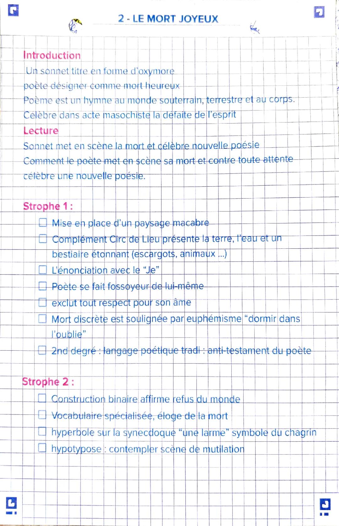 Le Mort Joyeux Analyse Linéaire PDF et Commentaire Composé