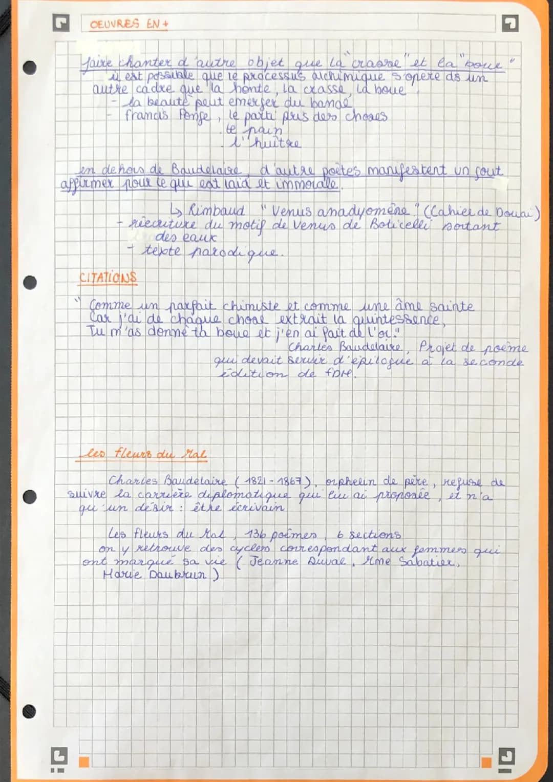 alchimie poidique la boue et l'or.
dissertation
introduction
Charles Baudelaire est un poète maudit de part la vie
qu'il mine et de part son