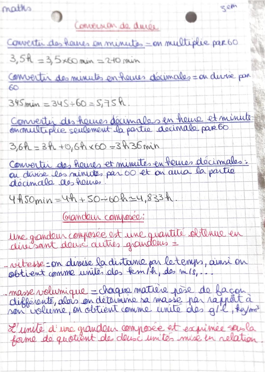 maths
3em
Conversion de durer
Convertir das hames on minutes - on multiplie par 60
3,5h =3,5x60 min = 210 min
Convertir des minutes on heure