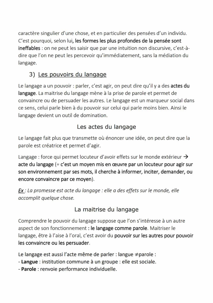 Le langage
1) Le langage, propre de l'homme
Le langage désigne la parole humaine et s'oppose à la communication
animale. C'est l'expression 