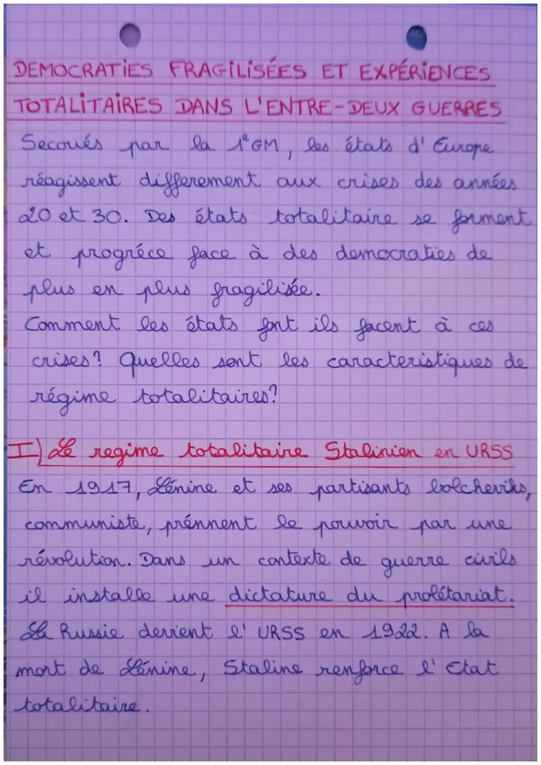 DÉMOCRATIE FRAGILISÉES ET EXPÉRIENCE TOTALITAIRE DANS L'ENTRE-DEUX GUERRES