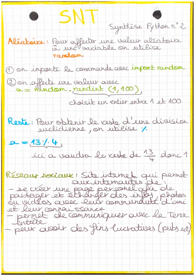 SNT
Les réseaux sociaux
des graphes: Pour représenter et simplifier un
tel réseau, on utilise un moyen
plus << visuels les grapher.
"On y re