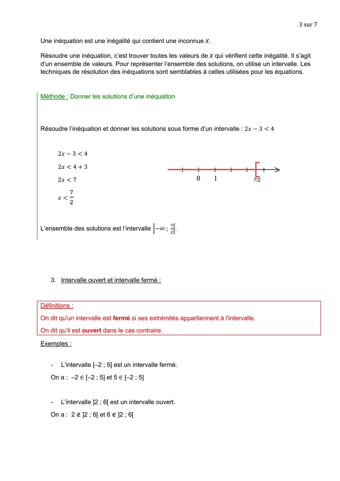 I. Intervalles de R
1. Notations :
NOMBRES RÉELS
(Partie 2)
L'ensemble de tous les nombres réels x tels que 2 ≤ x ≤ 4 peut se représenter su