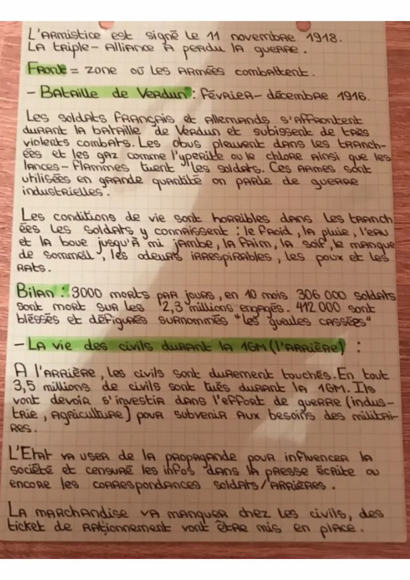 Histoire
Civils et militaire dans lA 1GM
(1914-1918) :
Europe = puissance commerciale et industrielle mais
tensions entre les pays (colonial