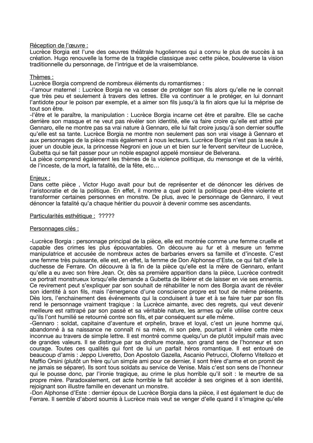 Fiche lecture Lucrèce Borgia, Victor Hugo
Auteur :
Victor Hugo né le 26 février 1802 et mort le 22 mai 1885 est un poète, dramaturge, écriva