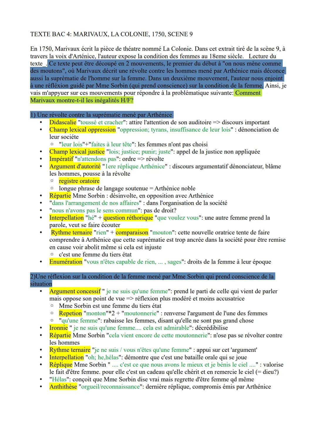 TEXTE BAC 4: MARIVAUX, LA COLONIE, 1750, SCENE 9
En 1750, Marivaux écrit la pièce de théatre nommé La Colonie. Dans cet extrait tiré de la s