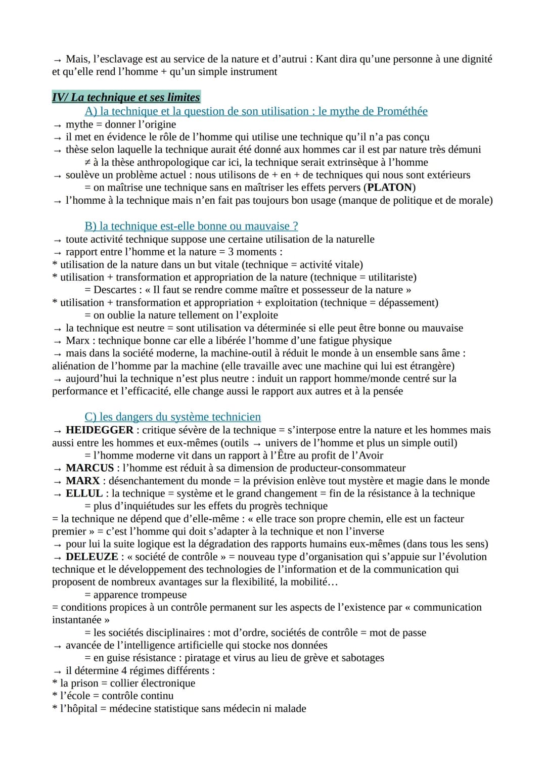 LE TRAVAIL ET LA TECHNIQUE
→ le travail = transformation de la nature dans un sens utile à l'homme, c'est à dire en vue de la
satisfaction d