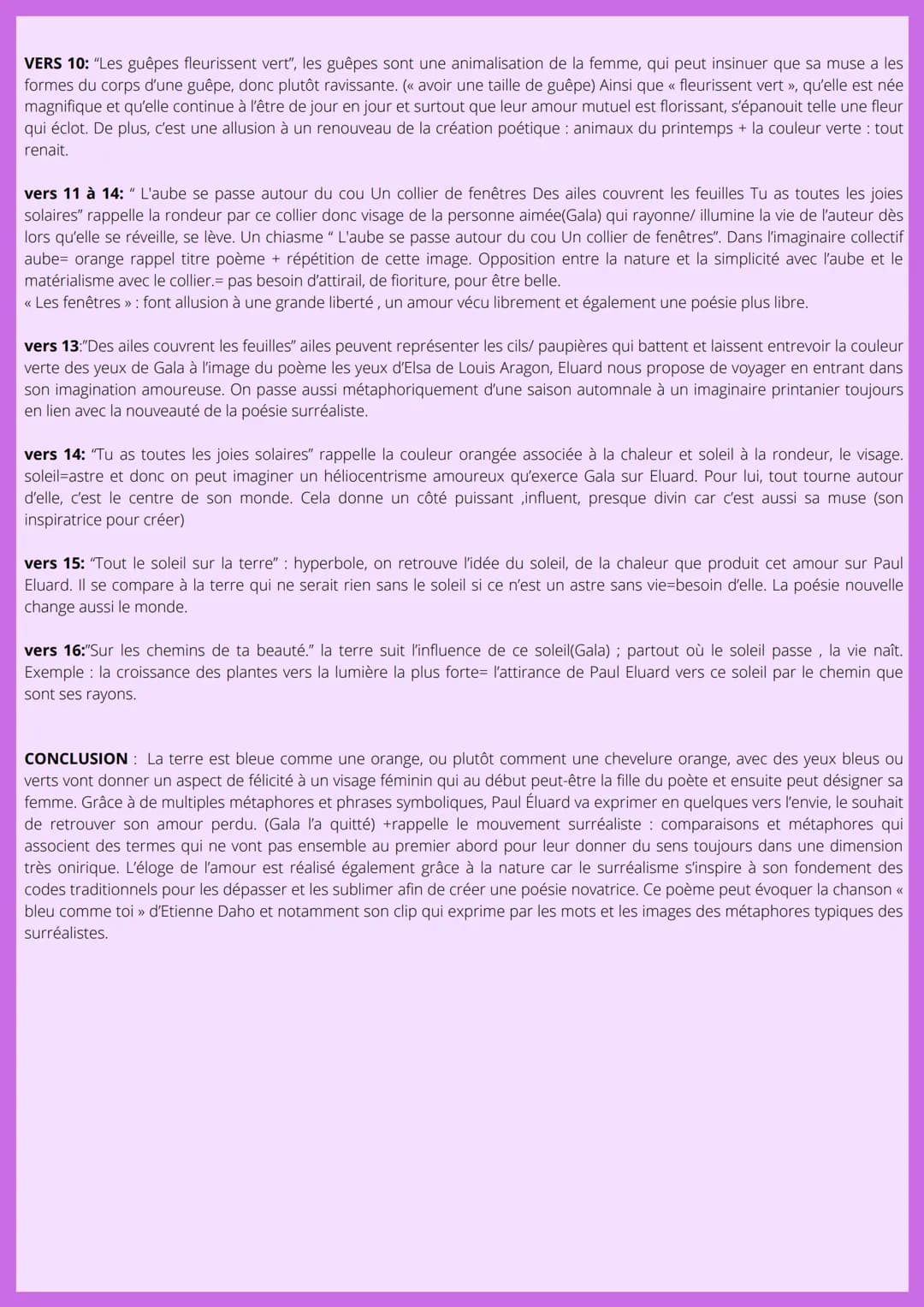 Français
analyse linéaire du poème « la terre est bleue comme une orange » de Paul Eluard
INTRODUCTION :
Paul Éluard est un poète français n