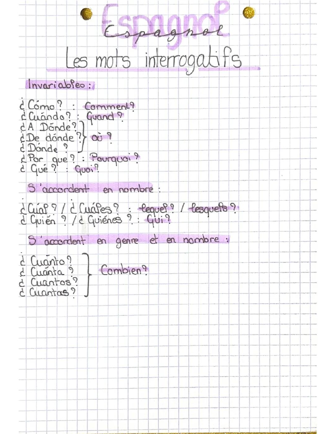 Les mots interrogatifs