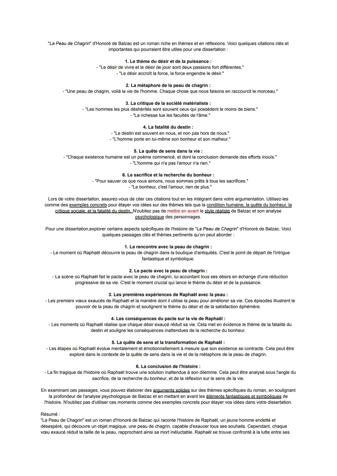 "La Peau de Chagrin" d'Honoré de Balzac est un roman riche en thèmes et en réflexions. Voici quelques citations clés et
importantes qui pour