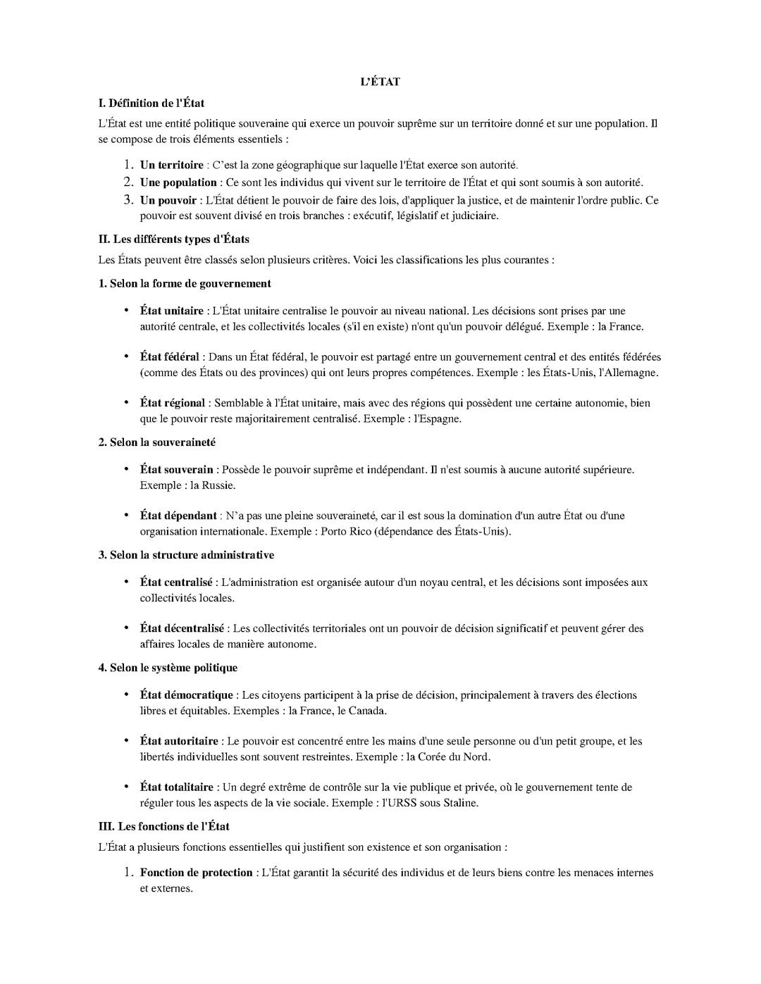 Droit public Chapitre 1 L'ETAT