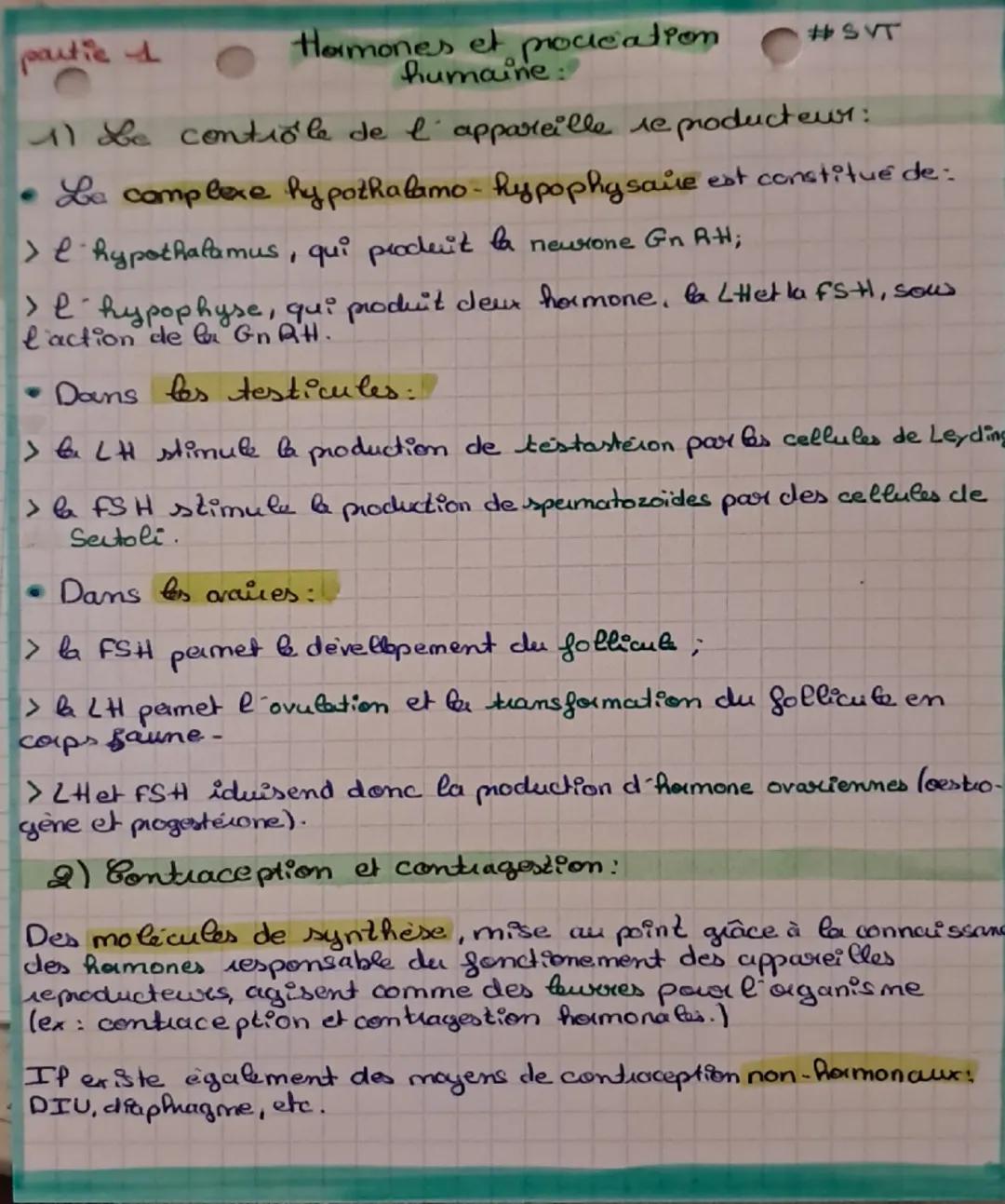 partie 1
Hamones et mocication
humaine:
#SVT
11 Le contrôle de l' appareille re producteur:
• Le complexe hypothalamo - hypophysaire est con