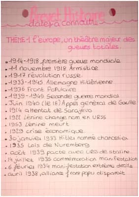 Know Brevet HISTOIRE date a connaître  thumbnail