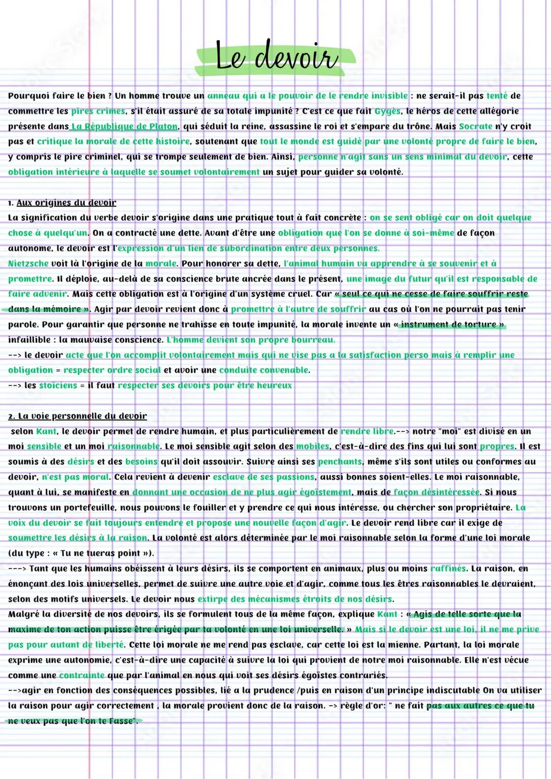 Le devoir philosophie fiche de révision Terminale - Sujets corrigés annales philo PDF