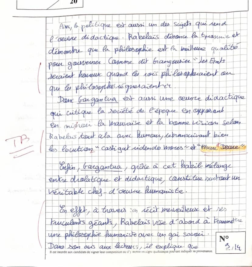 NOTE:
19
20
(le numéro est celui qui figure sur la liste d'appel)
je te félicite cher excellent dévoué
Appréciation du Correcteur?
monsieur 