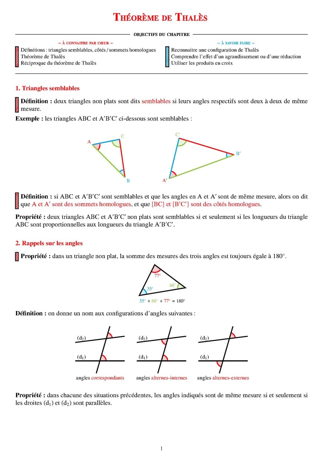 Theoreme de Thales - Cours (poly)