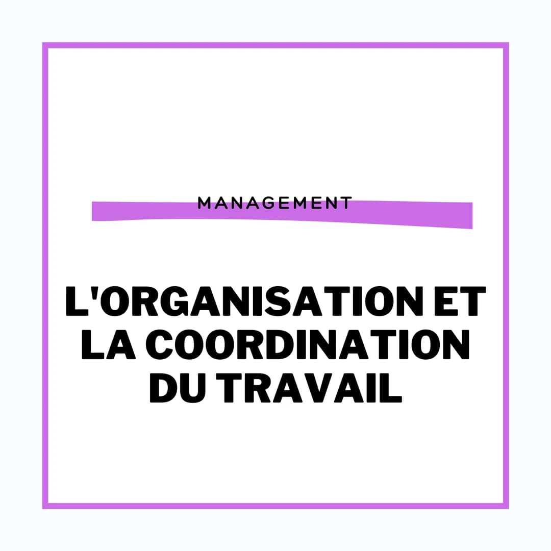MANAGEMENT
L'ORGANISATION ET
LA COORDINATION
DU TRAVAIL L' ORGANISATION DU
TRAVAIL
MANA
L'organisation RIGIDE du travail se caractérise
par 