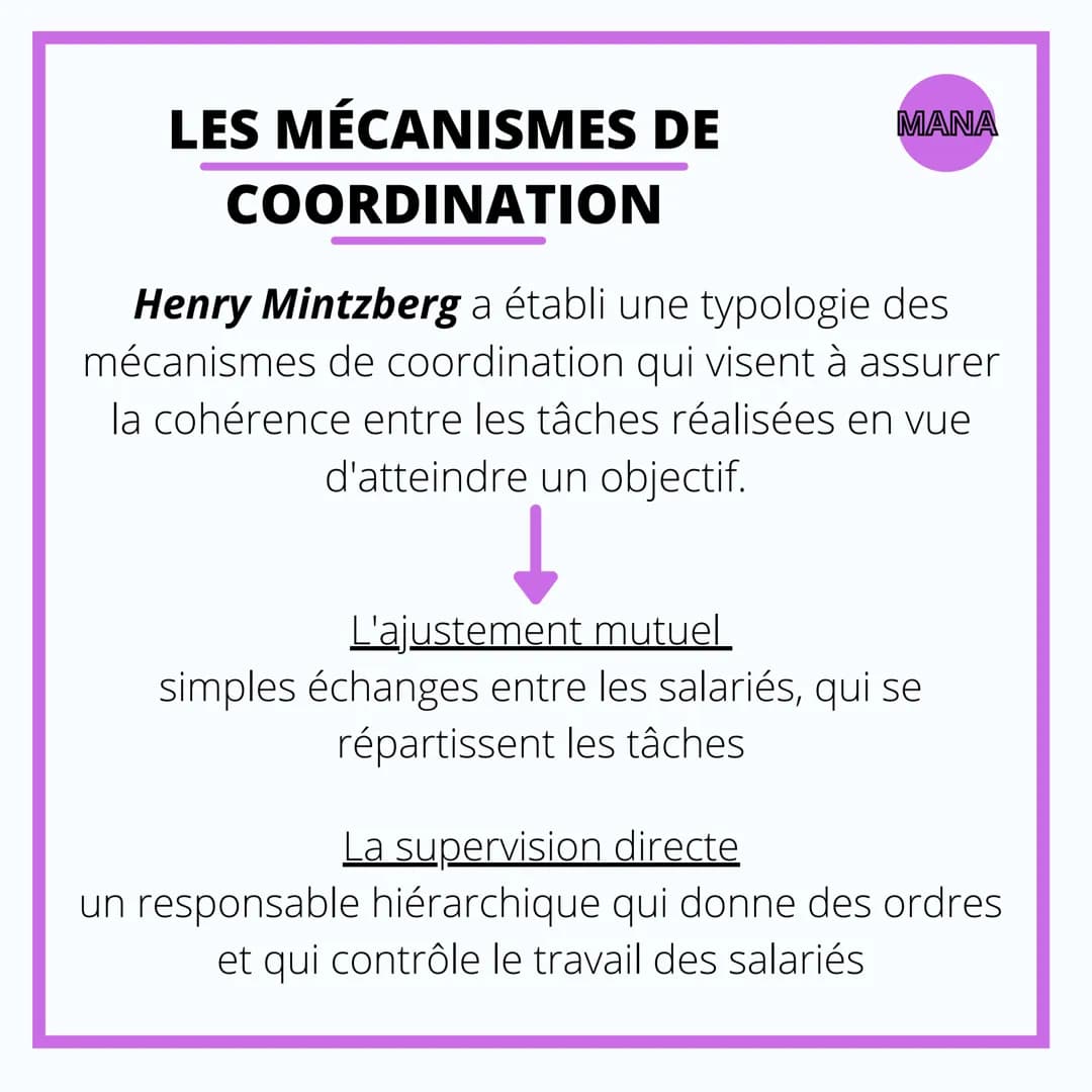 MANAGEMENT
L'ORGANISATION ET
LA COORDINATION
DU TRAVAIL L' ORGANISATION DU
TRAVAIL
MANA
L'organisation RIGIDE du travail se caractérise
par 