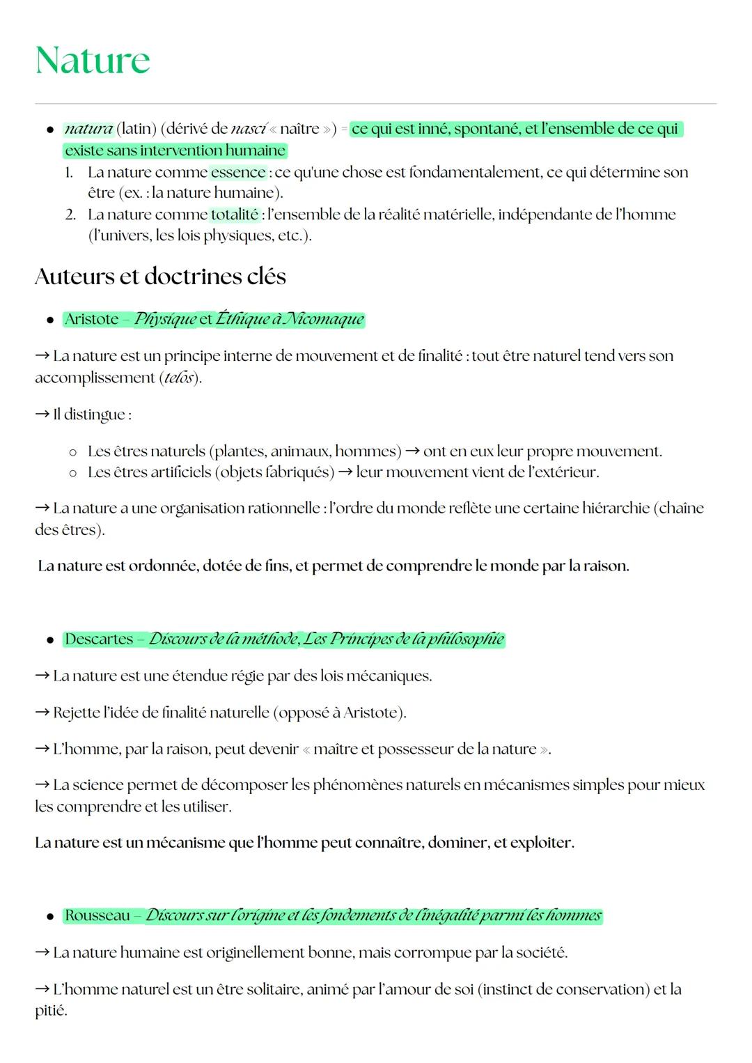# Nature

* natura (latin) (dérivé de *nasci* = naître) → ce qui est inné, spontané, et l'ensemble de ce qui existe sans intervention humain