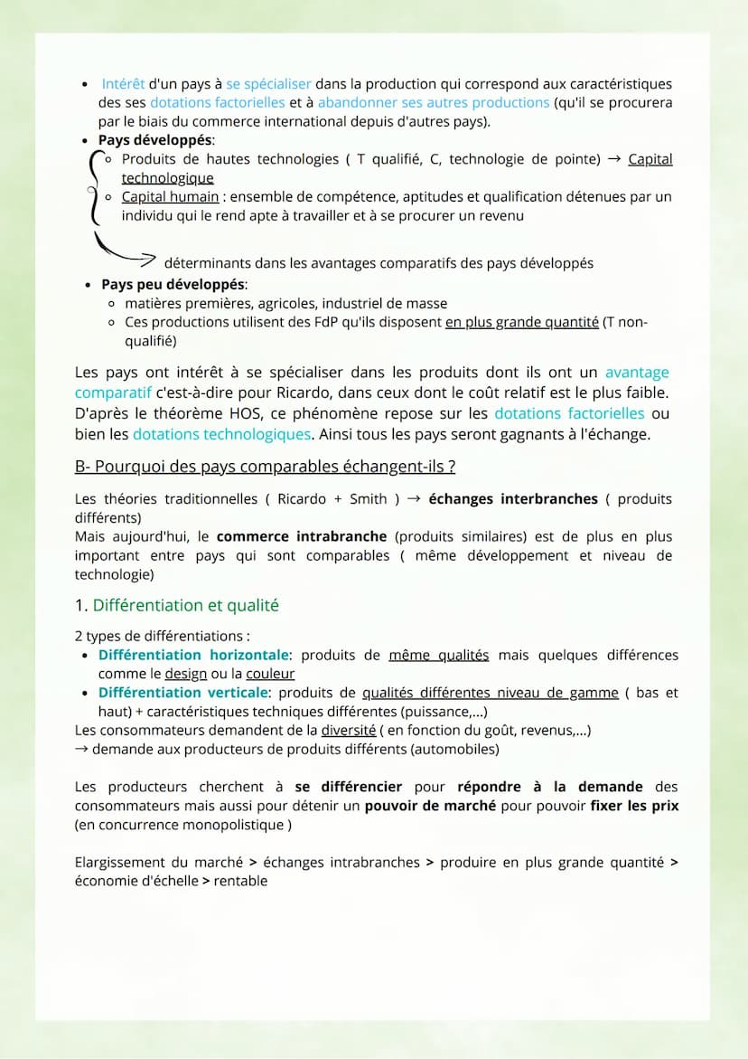 Commerce international: concerne l'ensemble des échanges de biens et de services entre
différents pays, il est mesuré par les exportation (X