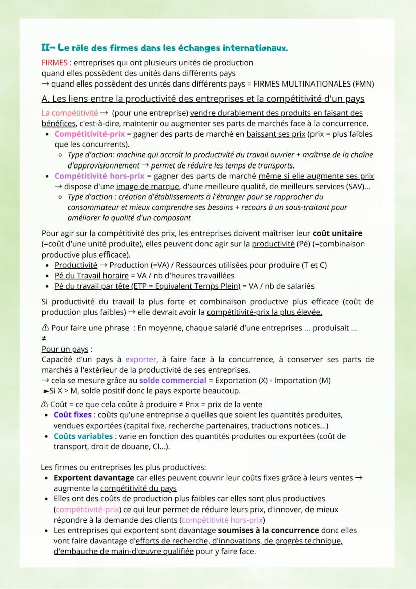 Commerce international: concerne l'ensemble des échanges de biens et de services entre
différents pays, il est mesuré par les exportation (X