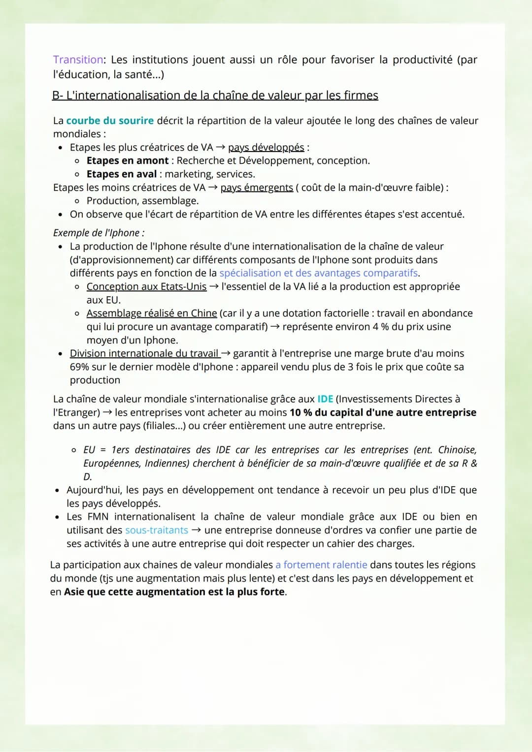 Commerce international: concerne l'ensemble des échanges de biens et de services entre
différents pays, il est mesuré par les exportation (X