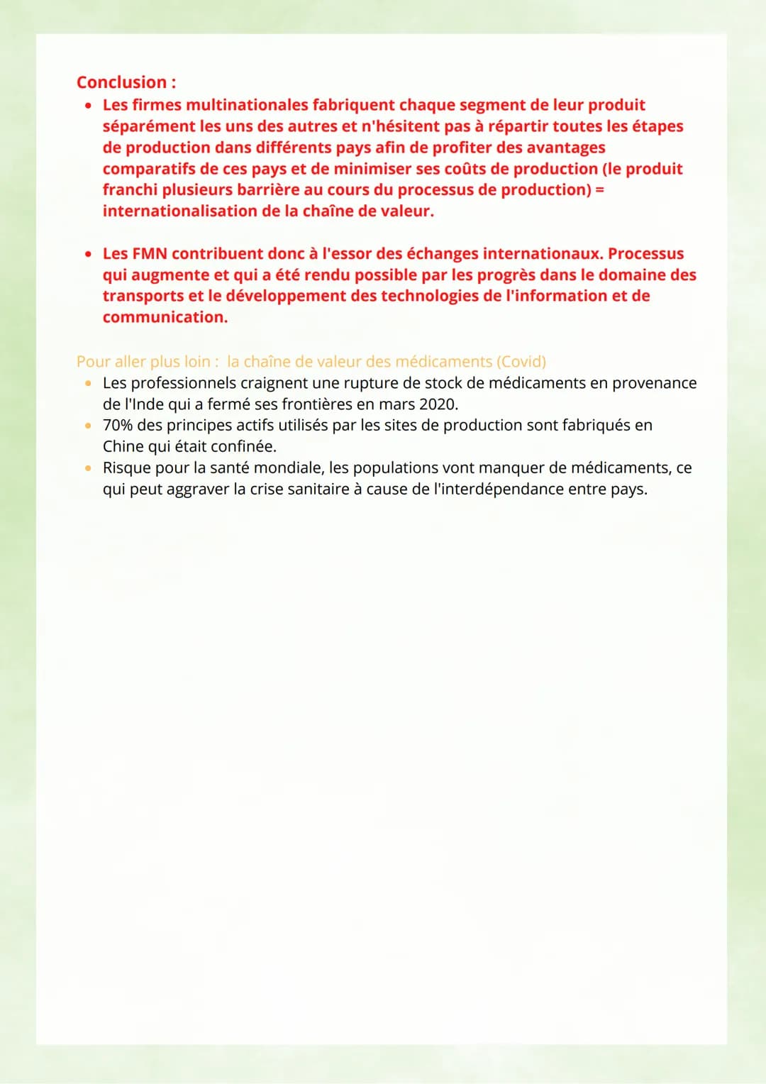 Commerce international: concerne l'ensemble des échanges de biens et de services entre
différents pays, il est mesuré par les exportation (X