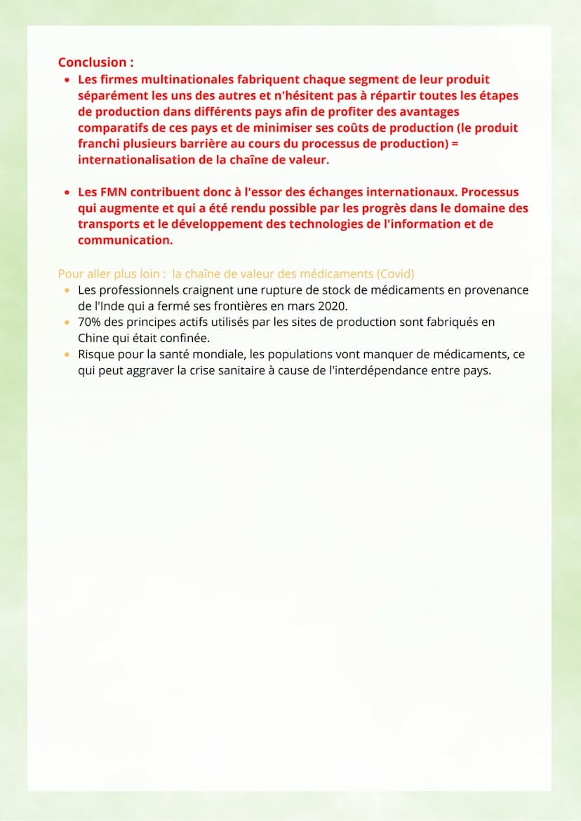 Commerce international: concerne l'ensemble des échanges de biens et de services entre
différents pays, il est mesuré par les exportation (X